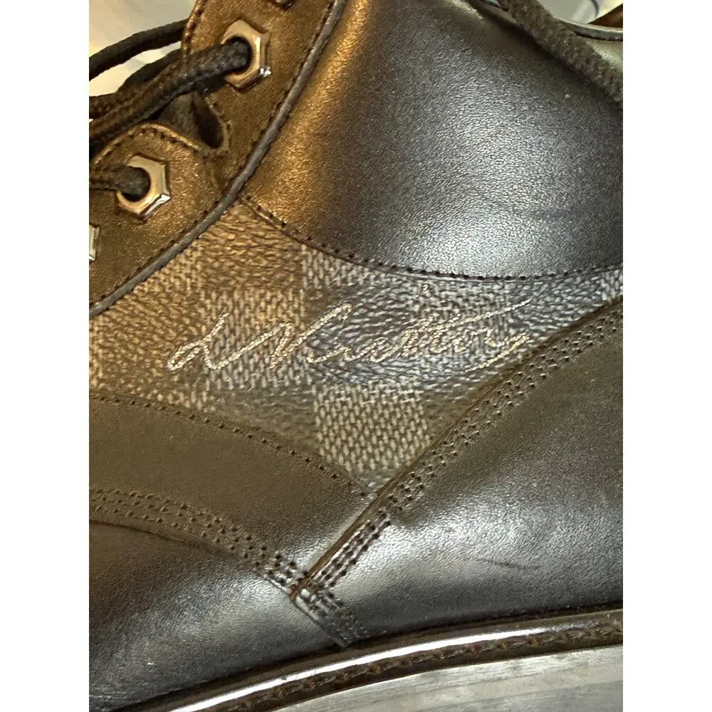Louis Vuitton Oberkampf ankle boots black leather Mens SZ 7 embossed 
